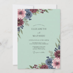 Convite Casamento de Dália Burgundy Mint