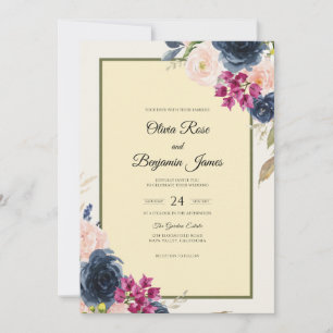 Convite Casamento de Dália Magenta à Meia-Noite