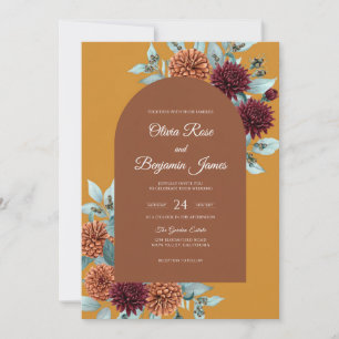 Convite Casamento de Dália Marrom Botânica