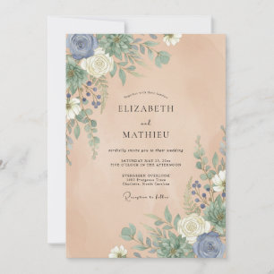 Convite Casamento de Dália Slate Champagne
