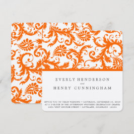 Convite Casamento de Damasco de Terracota Coral Laranja