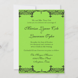 Convite Casamento de Damasco Flor de Lis Preto e Branco