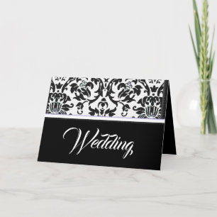 Convite Casamento de Damasco Preto e Branco Amor Lavanda