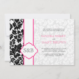 Convite Casamento de Damascos Negros e Brancos Elegantes