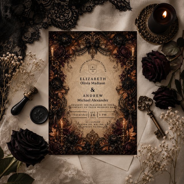Convite Casamento de Dark Romance no Outono (Criador carregado)