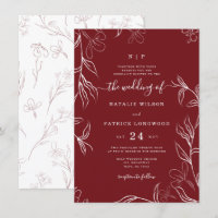 Casamento De Delicado Floral Burgundy Com Esquema