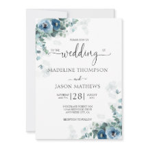 Casamento de Derramado Azul Floral Elegante