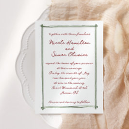 Convite Casamento de Desenho de Mão Branca com Moldura Des