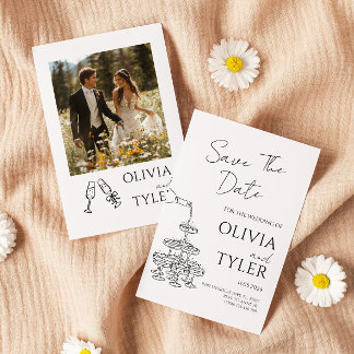 Convite Casamento de Desenho de Mão Elegante