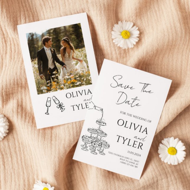 Convite Casamento de Desenho de Mão Elegante (Criador carregado)