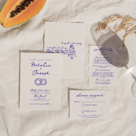 Convite Casamento de Desenho de Mão Moderna Única de Diver