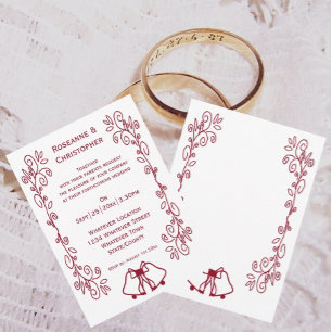 Convite Casamento de Design de Cartazes de Rolagem Burgund