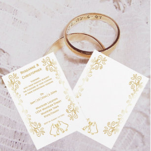 Convite Casamento de Design de Corda Dourada com Bells