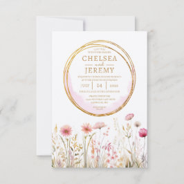 Convite Casamento de Design de Cores de Água de Flores Sel