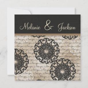 Convite Casamento de Design de Taupe Preto Moderno