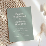 Convite Casamento de Design verde de Sage Clássico Minimal<br><div class="desc">Elegante e minimalista,  este moderno convite para o casamento apresenta uma design de tipografia simples e limpa em uma sensual tela verde.</div>
