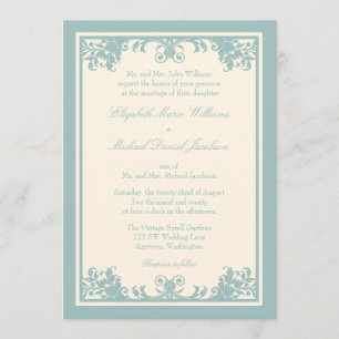 Convite Casamento de Deslocamento Flourish Flourish Cream