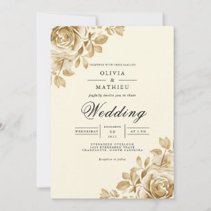 Convite Casamento de Destaque Floral Gilded