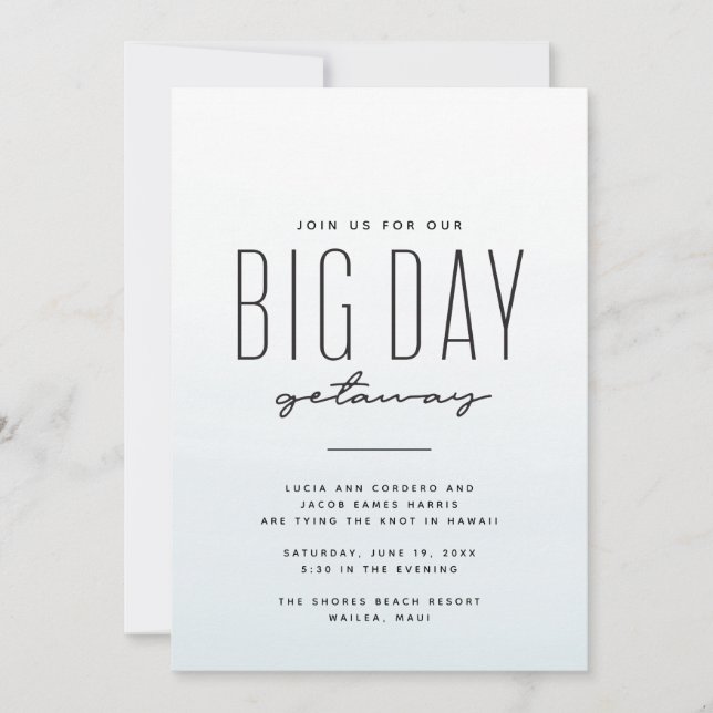 Convite Casamento de destino azul-aquarela simples diversã (Frente)