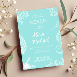 Convite Casamento de destino azul da praia do Oceano aqua