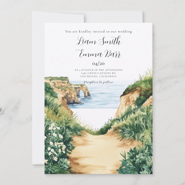 Convite Casamento de Destino Biarritz França (Frente)