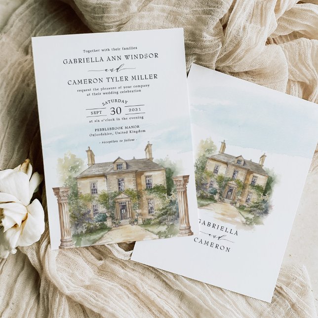 Convite Casamento de Destino Clássico de Manor em Inglês I (Criador carregado)