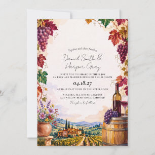 Convite Casamento de Destino com Aquarela na Toscana Itáli