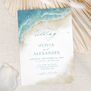 Convite Casamento de Destino Costeiro de Aquarela