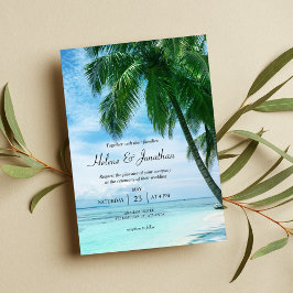 Convite Casamento de Destino da Árvore de Palma de Oceano