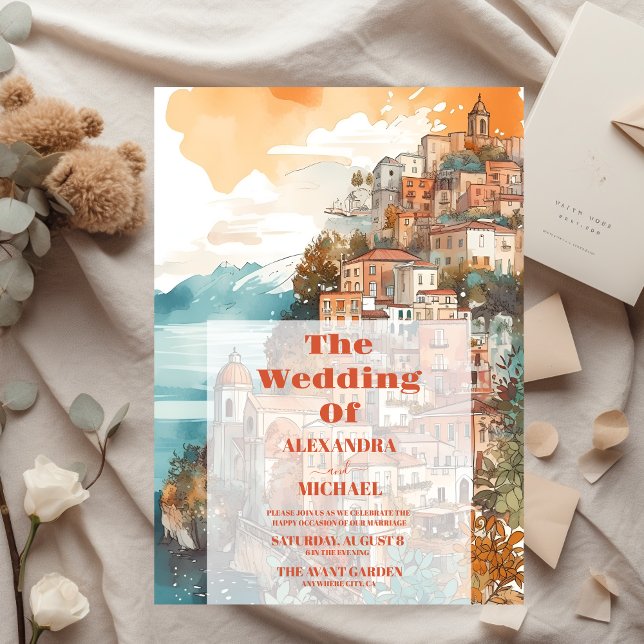 Convite Casamento de Destino da Itália Elegante Moderna (Criador carregado)