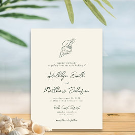 Convite Casamento de Destino da Praia do Moss Green Modern