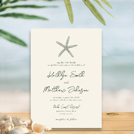 Convite Casamento de Destino da Praia do Moss Green Modern