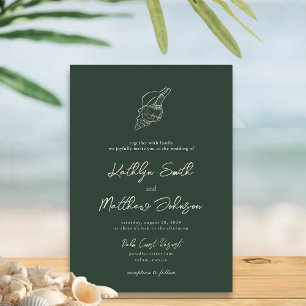 Convite Casamento de Destino da Praia do Moss Green Modern