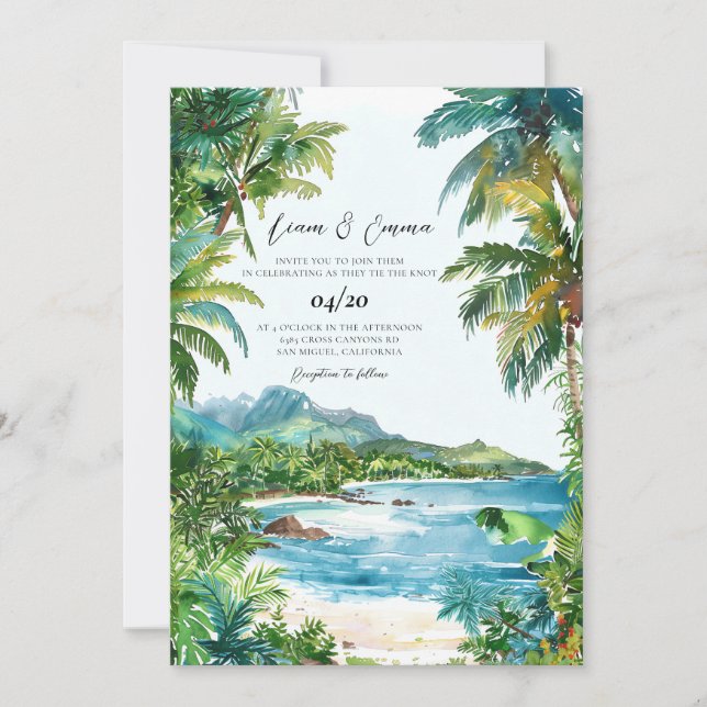 Convite Casamento de Destino das Seychelles (Frente)