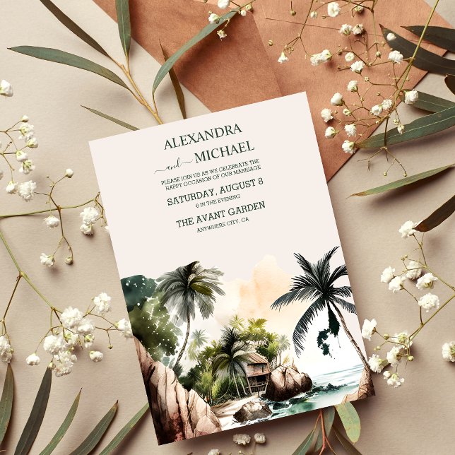 Convite Casamento de Destino de Bebidas Aquáticas (Criador carregado)