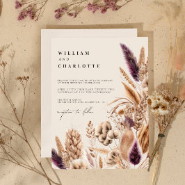 Convite Casamento de Destino de Beige Mauve Bohemian