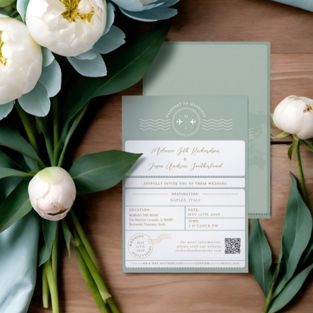 Convite Casamento de Destino de Bilhete de Embarque (Boarding Passport Ticket Destination Travel Theme Invitation)