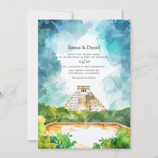 Convite Casamento de Destino de Cancun México (Frente)
