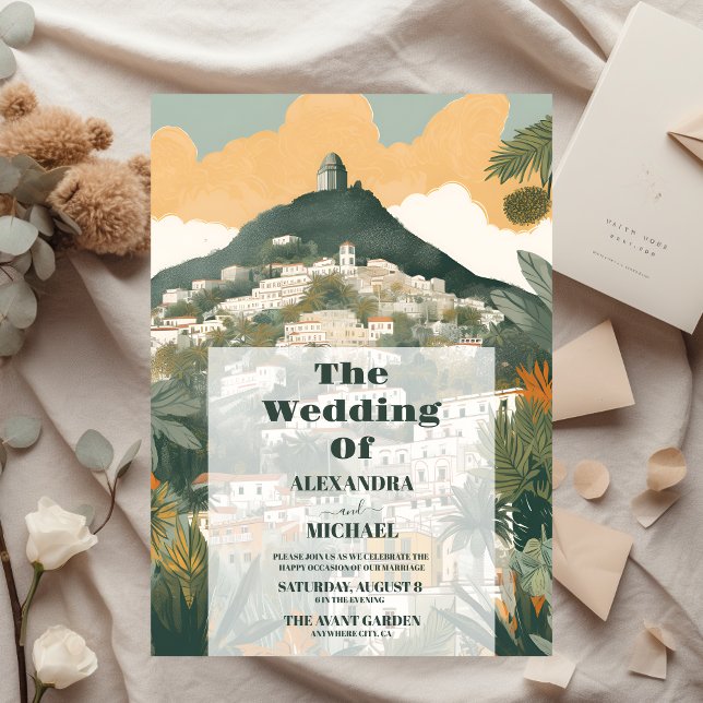 Convite Casamento de Destino de Capri Itália Elegante (Criador carregado)