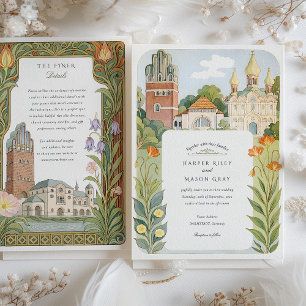 Convite Casamento de Destino de Darmstadt com Aquarela