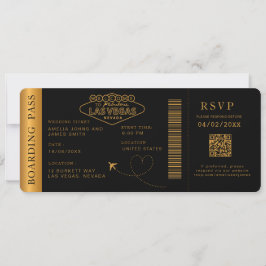 Convite Casamento de Destino de Embarque de Black las vega