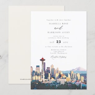 Convite Casamento de Destino de Linha Cria-Cadeada SEATTLE