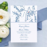 Convite Casamento de Destino de Mapa de Ilha de Kent Maryl<br><div class="desc">Este elegante design de mapa de Kent Island é perfeito para o seu casamento de destino de Kent Island em Grasonville ou Stevensville, Maryland. Há um coração que você pode mover sobre o seu local de casamento. Perfeito para locais como o Chesapeake Bay Beach Club, Silver Swan Bayside, Kent Island...</div>