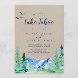 Convite Casamento de Destino de Montanha Kraft Lake Tahoe