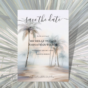 Convite Casamento de Destino de Palm Beach com Aquarela Tr