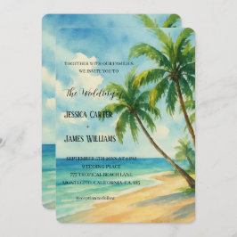 Convite Casamento de Destino de Palmeiras de Praia Tropica