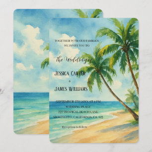 Convite Casamento de Destino de Palmeiras de Praia Tropica