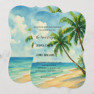 Convite Casamento de Destino de Palmeiras de Praia Tropica