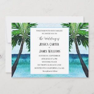 Convite Casamento de Destino de Palmeiras de Praia Tropica