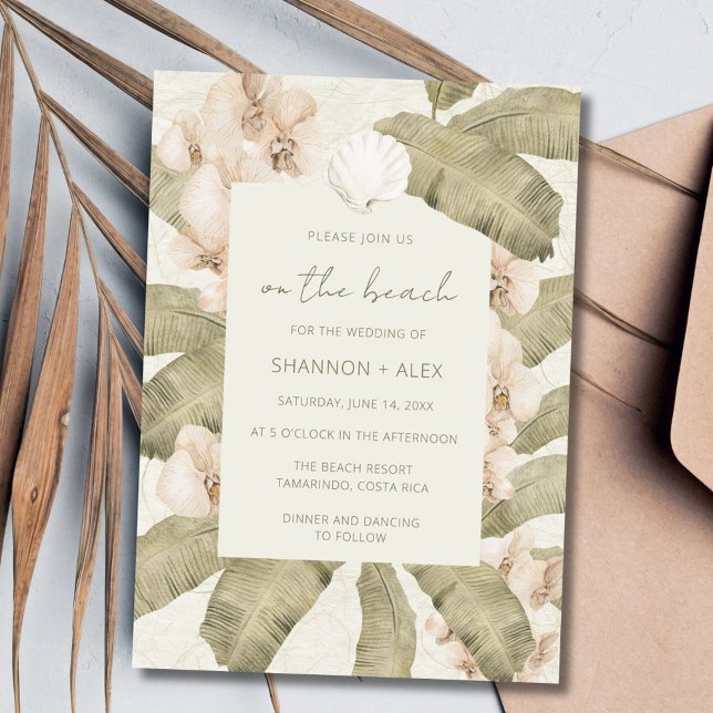 Convite Casamento de Destino de Praia Costeira (Coastal Seaside Beach Destination Wedding Invitation)